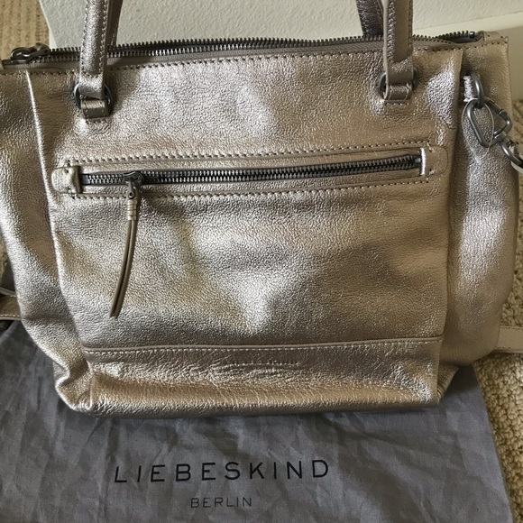 Liebeskind Berlin Gold Metallic Crossbody Purse Handbag Tote - Picture 1 of 13